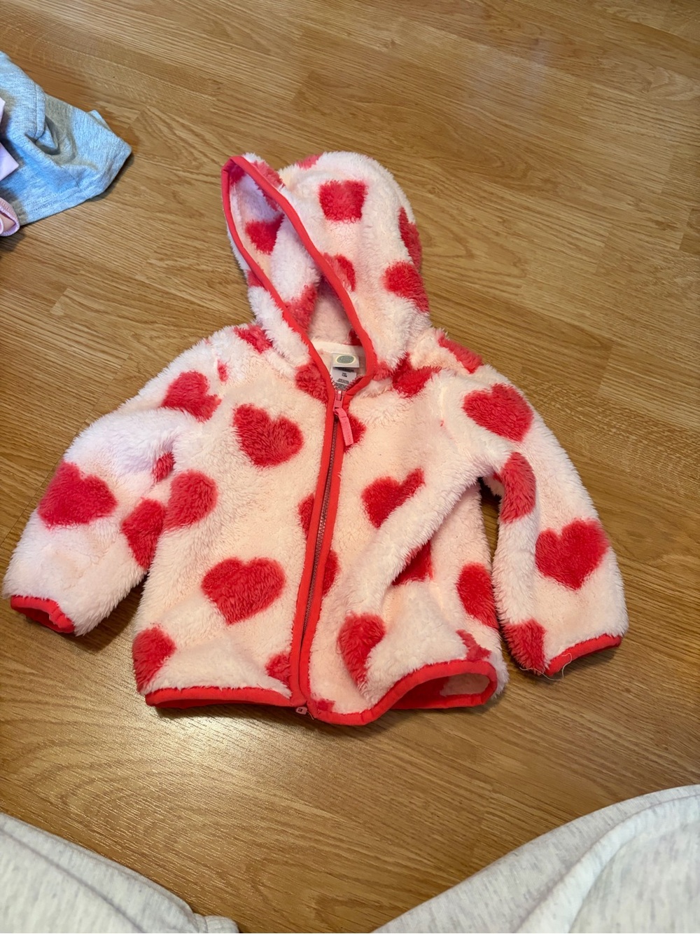 Little Me Pink Hooded Jacket with Red Heart Print